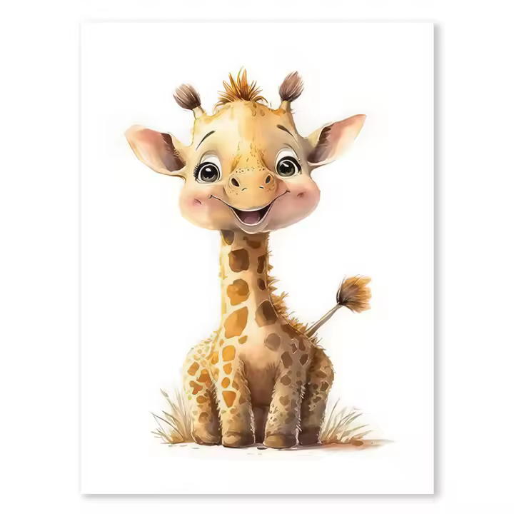 Póster de dibujos animados de animales de la selva, pintura en lienzo de elefante, León, hipopótamo, imágenes artísticas de pared para dormitorio de niños, decoración de habitación de bebé - 1
