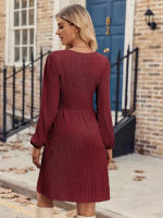 2024 Otoño/Invierno nuevas mujeres Jacquard tejido cuello redondo burbuja manga larga Ds - details 7