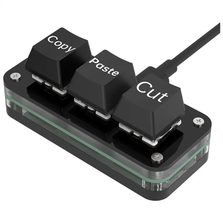 Mini teclado de programación Macro de 3 teclas para juegos de Photoshop teclado de programación Hotswap copiar pegar Macropad negro tipo A - 1