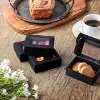 Mini caja de papel Kraft con ventana, caja de embalaje para dulces de panadería, jabón casero, 50 piezas, negro - details 6