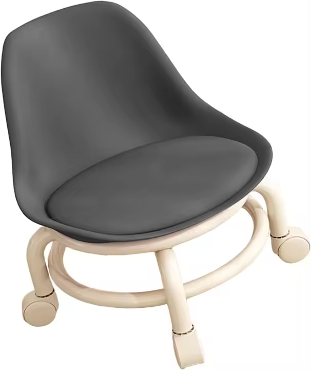 Taburete pequeño con ruedas para el hogar, silla giratoria robusta, giratoria de 360 °, color negro - 1