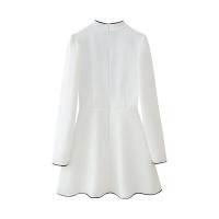 Mini vestido blanco con cordones y cuello levantado para mujer, Vestidos elegantes de manga larga para fiesta, Vestidos clásicos calados para mujer - details 1