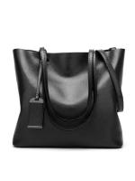 Bolso de cuero encerado para mujer, bolsa de hombro con doble correa, sencillo, para compras, 2022 - details 3