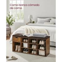 Asiento y Cojín, Banco para Zapatos con Estante, Asiento Acolchado, para Entrada Pasillo Dormitorio, 30 x 104 x 48 cm, Blanco y Gris LHS24WT - details 12