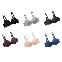 Cómodo sujetador de algodón sin aros con escote en V profundo, sujetador ajustado con lazo para mujer, ropa interior push-up ajustable antiflacidez para niñas - details 10