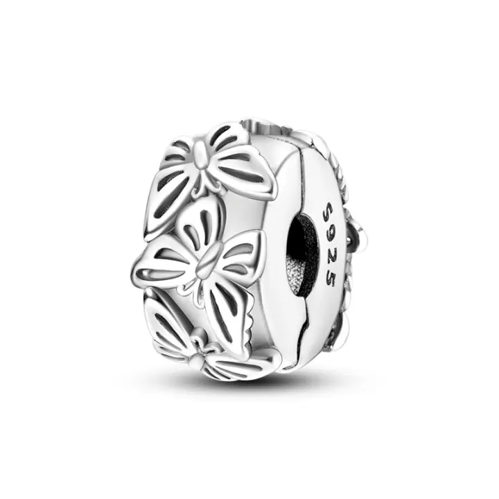 LAZA-abalorio de plata de ley 925, accesorio con cierre de Circonia cúbica, pavé, Clip, estrellas, Luna, cuentas, compatible con Pulsera Original, collar, joyería - 1