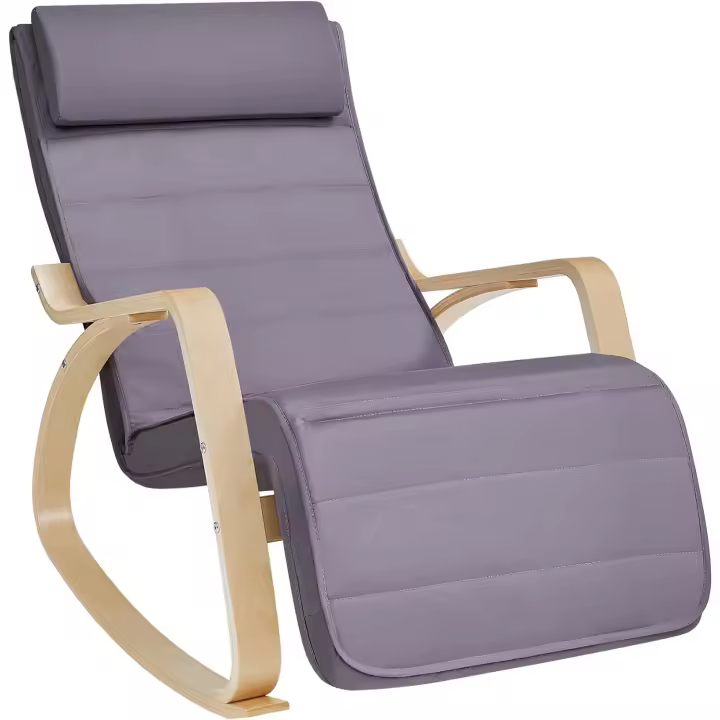 Madera de Abedul, Silla Mecedora con Reposapiés Ajustable en 5 Posiciones, Máx. Carga de 150 kg - 1