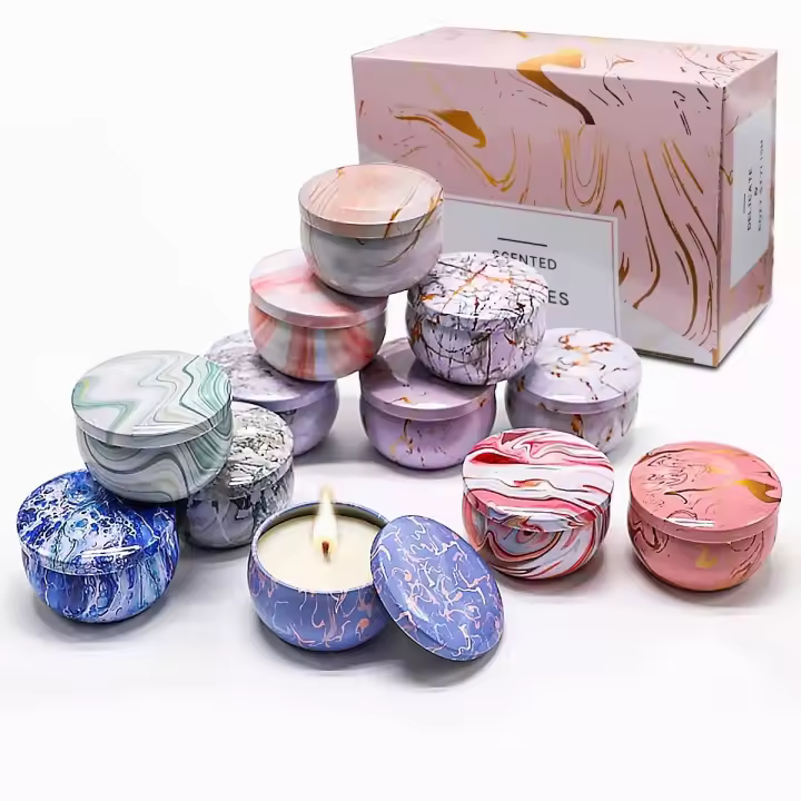 Velas Aromáticas De Cera De Soja Par (mármol), 12 Piezas - 1