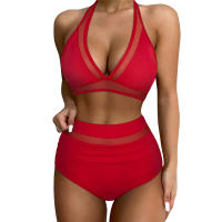 Conjunto de Bikini de Cintura Alta Traje de Baño Negro Ajustable para Mujeres Control de Barriga - details 18