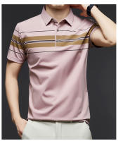 Nueva camisa polo a rayas para hombre, camiseta informal de mediana edad con solapa transpirable de verano para hombre, traje de papá - details 0