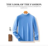 Otoño/Invierno nuevo jersey de lana suéter camisa de cachemira camisa de parte inferior de punto suelta de manga larga con cuello semialto para hombre - details 14
