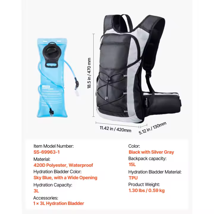 SucceBuy Mochila de hidratación, paquete aislado con vejiga de agua de TPU, mochila de agua con almacenamiento para hombres y mujeres, mochila hidráulica para senderismo, correr, ciclismo, camping - 1