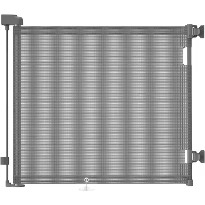 Wodondog Puerta Seguridad Bebé Extensibles, Barrera Seguridad Niños y Perros, 0-150 cm Retráctil Barreras para Escaleras y Pasillos, Interiores y Exteriores (Gris) - 1
