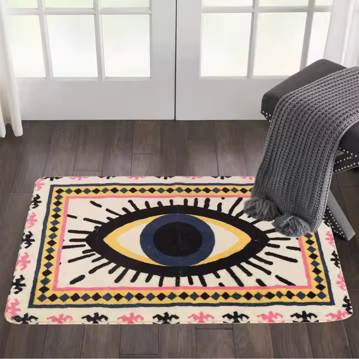 Alfombra de Cachemira de imitación con patrón de ojos, alfombrilla gruesa antideslizante para puerta, almohadilla decorativa - 1