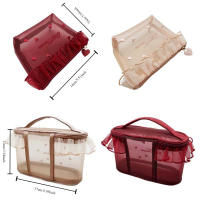 Bolso Simple de malla para cosméticos, bolsa de lavado con cremallera, bolsa de almacenamiento de malla, bolsa de pañuelos, organizador de artículos de tocador de gran capacidad para mujer - details 0