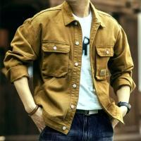 Chaqueta de mezclilla para hombre, holgada, con solapa retro americana, moda informal, ropa de abrigo para primavera y otoño - details 3