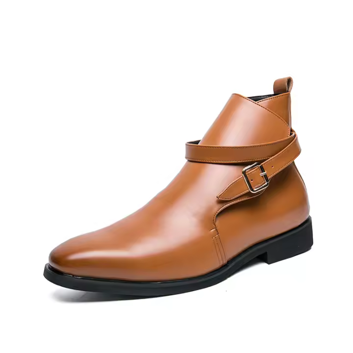 Botas Chelsea para hombre Botas de vestir de tobillo de cuero de primera calidad pulidas Botas clásicas retro sin cordones - 1