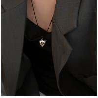 Collar Colgante Corazón de Plata, Negro de una sola cadena, Collares de Mujer, Collares de Cuello y Punto, Joyería y Bisutería - details 2