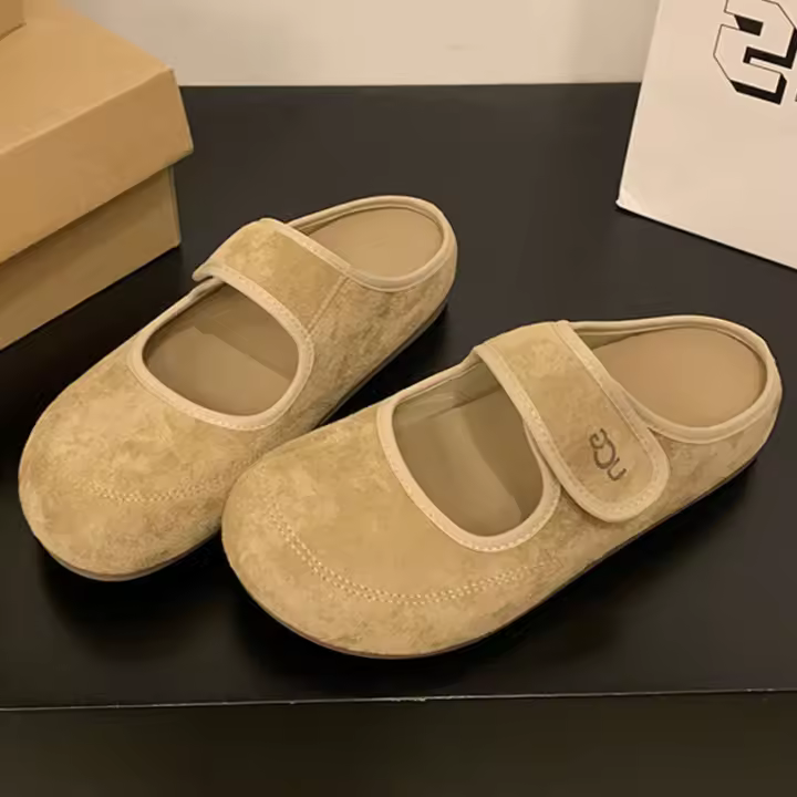 Baotou medias zapatillas ropa exterior de mujer, nuevas zapatillas perezosas de mujer de suela gruesa de primavera y verano. - 1