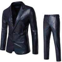 Conjunto de traje con estampado en caliente de lentejuelas para hombre, chaqueta, pantalones, trajes para fiesta y graduación - details 9
