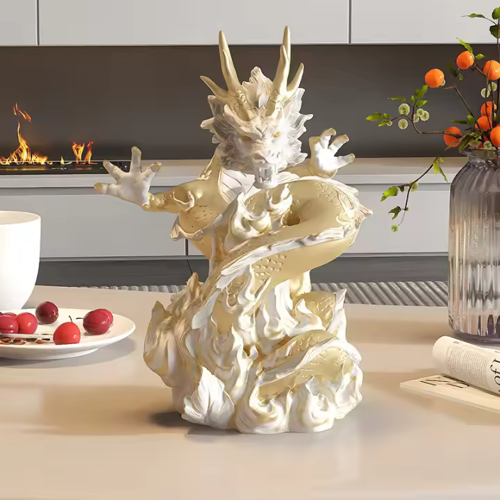 Artesanía moderna de decoración del hogar de la Sala de estar con adornos de resina de dragón de lujo ligero - 1