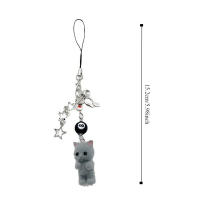 Flocado flocado gato teléfono cordón Anti pérdida llavero 3D gatito teléfono móvil cadena dibujos animados Y2K gato teléfono celular encanto - details 0