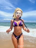 Nuevo traje de baño con cabeza de lobo para mujer, Bikini Sexy con estampado dividido de cintura alta - details 19