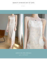 Vestido de satén jacquard para mujer Estilo nacional de verano, elegante y ligero - details 3