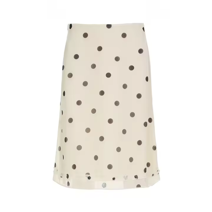 Falda elegante de longitud media con estampado de puntos para mujer, falda larga sencilla de alta moda con hongos comestibles, estilo inglés - 1