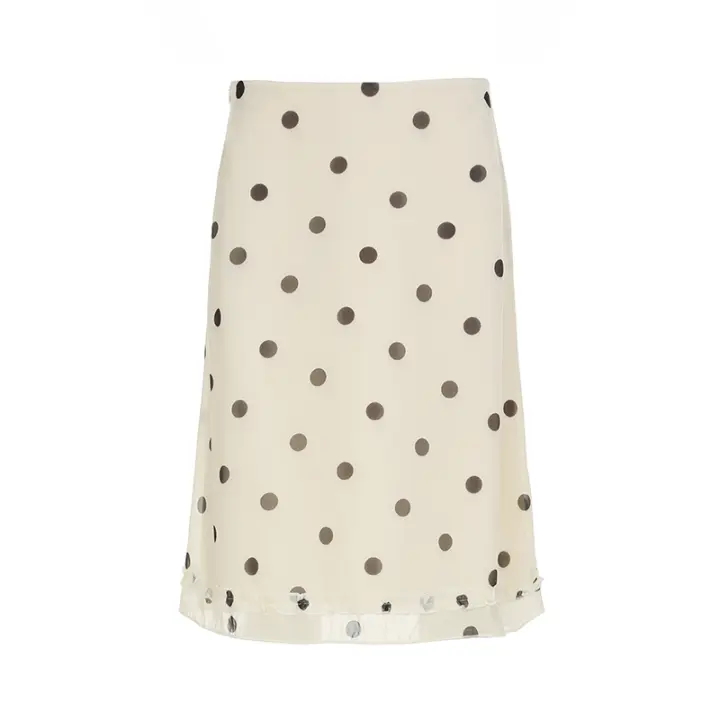 Falda elegante de longitud media con estampado de puntos para mujer, falda larga sencilla de alta moda con hongos comestibles, estilo inglés - 1