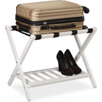 Reposa Maletas Madera, Porta equipajes, 2 baldas, 54,5x66x44 cm, Color Blanco - details 0