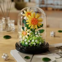 Bloque de decoración de escritorio de montaje eterno, flor, rompecabezas para niños, rosa, bloques de construcción, juguete, ramo, regalo - details 13