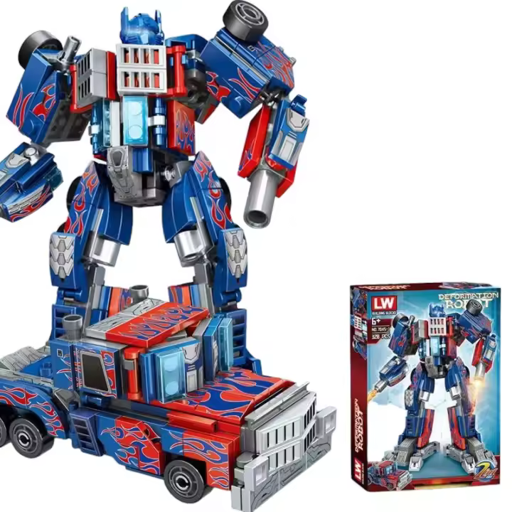 Assembling building blocks to transform into a combat robot that can transform into a car as a creative gift - 1