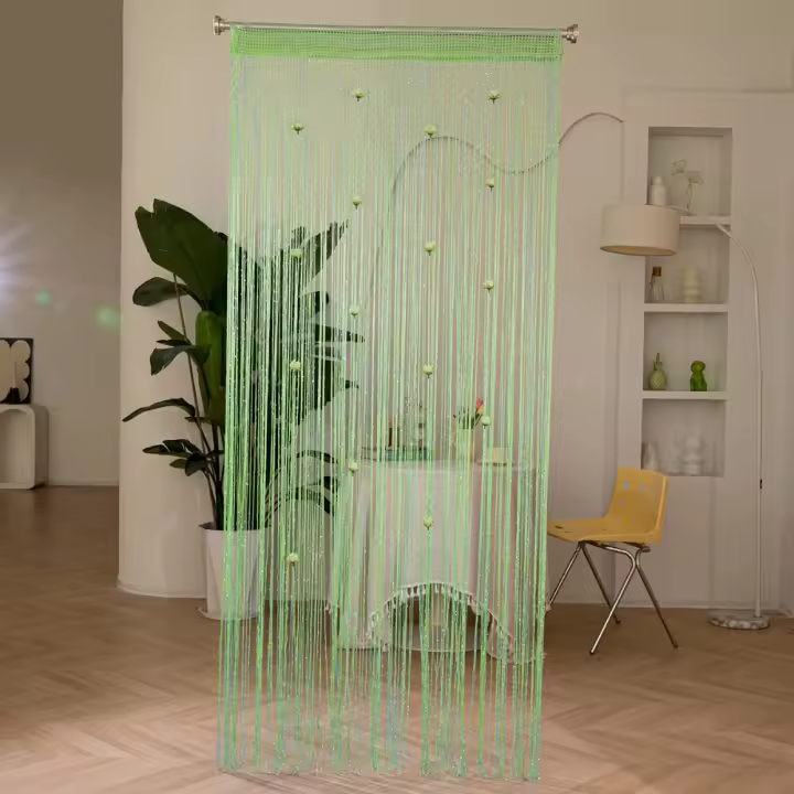 Cortina romántica con cadena de flores rosas brillantes, divisor de habitación, cortina de puerta de 1x2M, cortina de ventana con borlas de Color sólido, decoración del hogar - 1