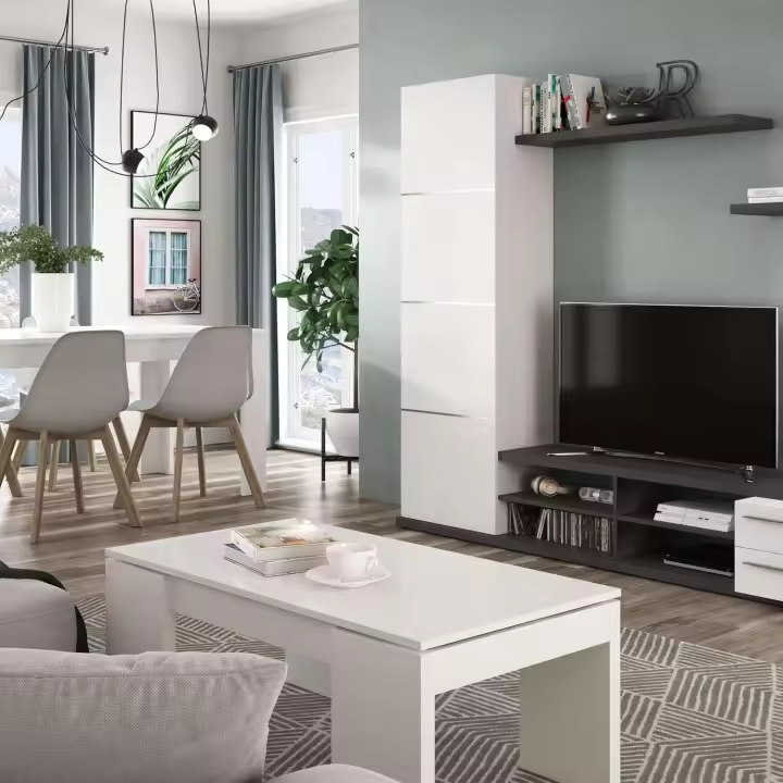 Mesa de Centro Elevable Estilo Kendra para Sala de Estar Comedor Acabado en Gris Ceniza - 1