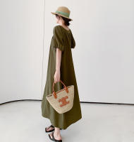Vestido largo informal elegante para verano, novedad de 2024, vestido largo holgado de talla grande, holgado, adelgazante, de manga corta, falda acampanada a la moda - details 7