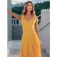 Temperamento elegante falda con tirantes y cuello en V para mujer vestido de verano nuevo en forma de A 2025 - details 11