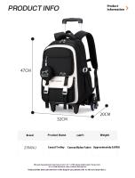 Mochila escolar con ruedas desmontables para niña de primaria, mochila con ruedas grande para secundaria, artículos de regreso a la escuela - details 4