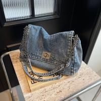 Bolso de hombro, bolso de lona vaquero, estilo callejero, cadena de Metal, bolso Vintage, Color sólido, gran capacidad, bolso cruzado sólido para estudiantes - details 11