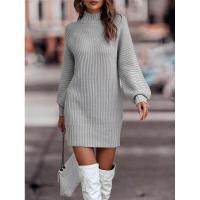 Vestido de punto para mujer, mini vestidos de fiesta, color sólido, cuello alto, estético, elegante y bonito, Kpop - details 8