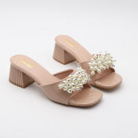 Tacones altos con tiras, tacones gruesos, perlas versátiles, sencillos. - details 13