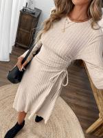 Los vestidos casuales de moda de las mujeres son simples y versátiles vestidos medianos y largos delgados - details 3