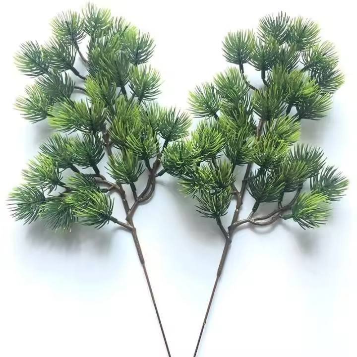 Pino de plástico, ramas verdes realistas, 34 centímetros, utilizado para fiestas, bodas, hogares, habitaciones, adornos navideños, - 1