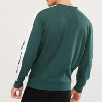 Diciembre Sudaderas Lisas sudadera con capucha a rayas laterales ajustada en blanco verde para hombre cuello redondo otoño sudadera estilo jersey - details 4