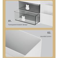 Caja de almacenamiento de papelería de escritorio con 10 compartimentos, 2 cajones, bonito conejito, organizador de cajones para cosméticos, decorativo de gran capacidad - details 8