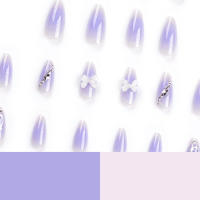 Uñas artificiales extraíbles de longitud media, manicura artística para salón de belleza, Expert e Nail, almendra púrpura - details 4