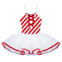 Vestido de baile de tutú de ballet a rayas de caña de caramelo para niños y niñas, disfraz de baile de patinaje artístico de Navidad para carnaval, fiesta temática de cosplay - details 3