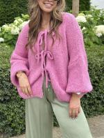 Cardigan de Punto con Rayas de Alta Moda Otoñal Top de Tienda con Cordones para Mujeres - details 9