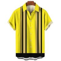 Camisa de botones a rayas a la moda para hombre, ropa de calle informal de negocios de manga corta de gran tamaño de verano - details 7