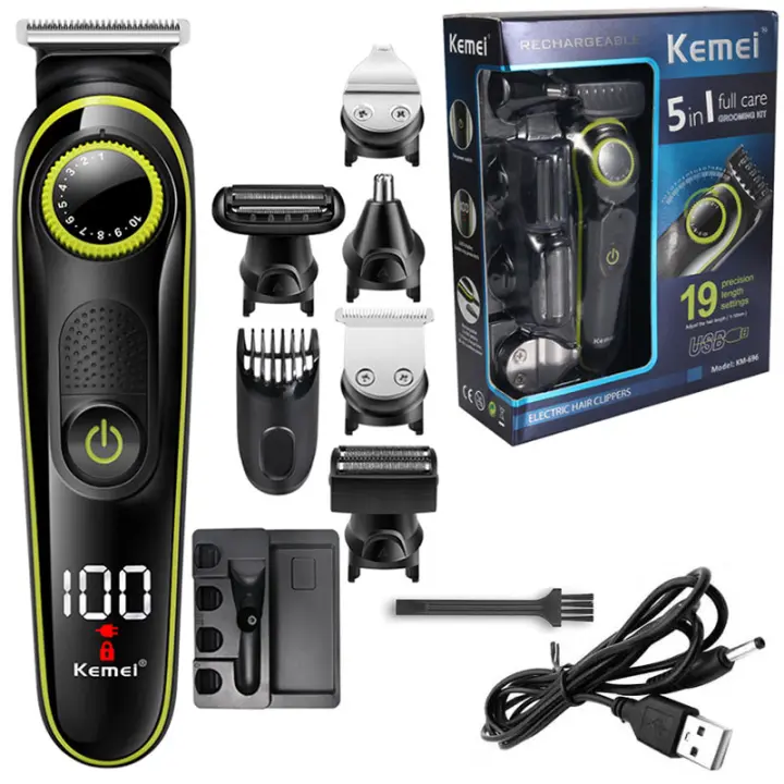 Afeitadora y recortadora de barba Kemei 696 para hombres ajustable eléctrica para cuerpo peruño nasal y aurales fuente de alimentación AC/Batería - 1